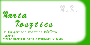 marta kosztics business card